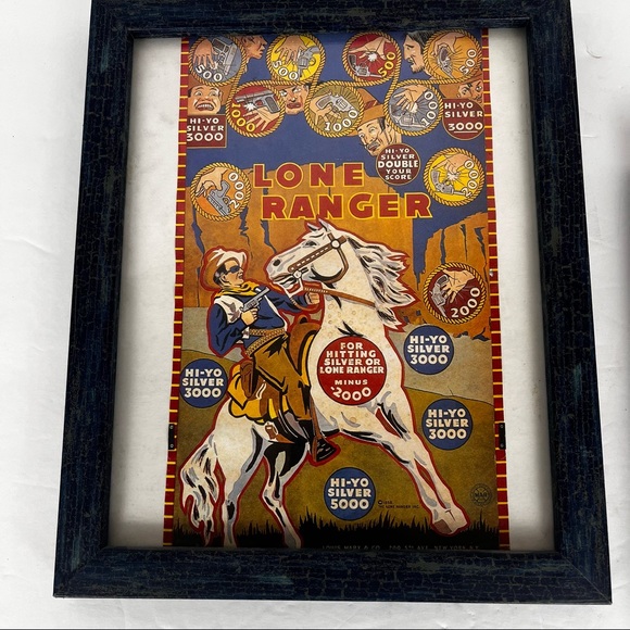 Pair of vintage-Lone Ranger/advertising prints in blue crackle frames. - Picture 5 of 9
